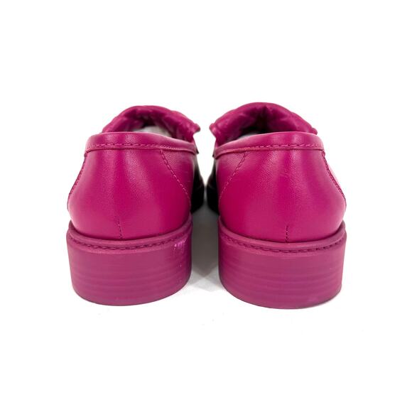 Chanel Quilted Turn-Lock Loafers Fuchsia Pink Gold Tone CC Leather Moccasin 41 - Picture 6 of 9
